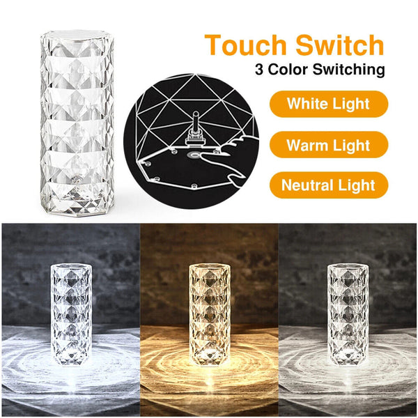 1/2PCS 3/16 Color Crystal LED Light Table Lamp Rose Diamond Touch Lamp with USB