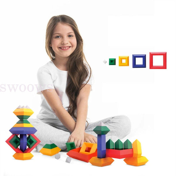 15pcs Pyramid Stacking Nesting Building Blocks Sensory Blocks for Preschool Kids