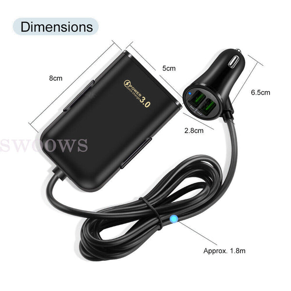 Multi USB Fast Car Charger 4 Ports Quick QC3.0 Adapter Cigarette Lighter Socket