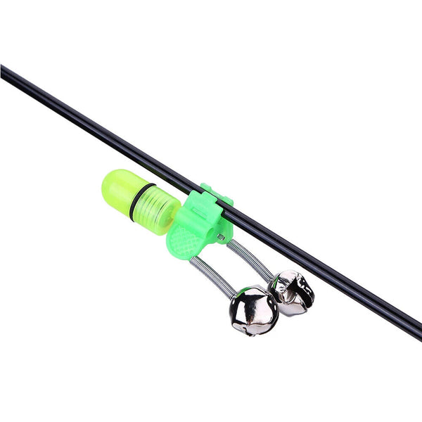 10x Night Fishing Twin Ring Light Bite Alarm Bells LED Outdoor Clip Rod Tip