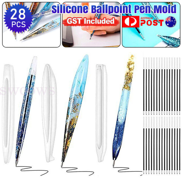 28pcs Silicone Epoxy Resin Mould Ballpoint Pen Mold Casting Jewelry Making DIY