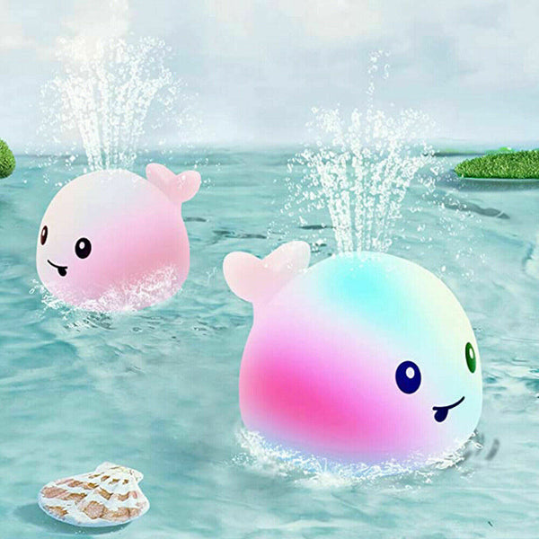 1/2X Whale Automatic Water Spray Bath Toy With LED Lights Baby Bathroom Toy Kids