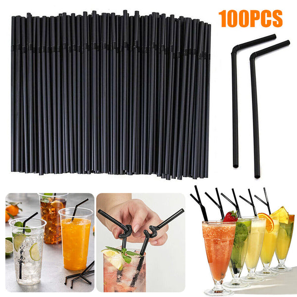 Black Drinking Straw Party Cocktail Plastic Disposable Straws Individual package