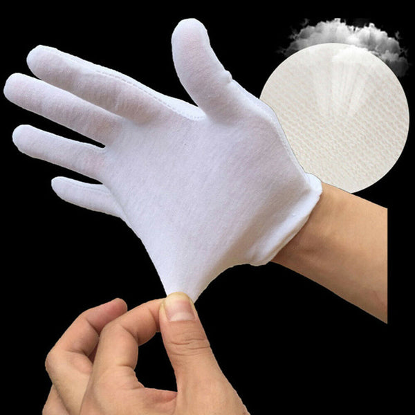 6 Pairs Hands Soft Cotton Costume Jewellery White Gloves Work Protector Handling