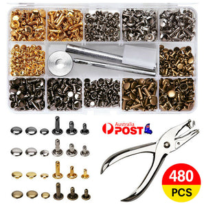 Leather Rivets Tool Metal Stud Set Double Cap Fixing Belt Repair DIY Kit Craft