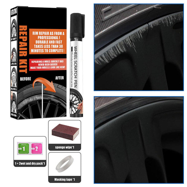 Universal Black Wheel Scratch Repair Touch Up Kit Car Rim Scratch Repair Kit NEW