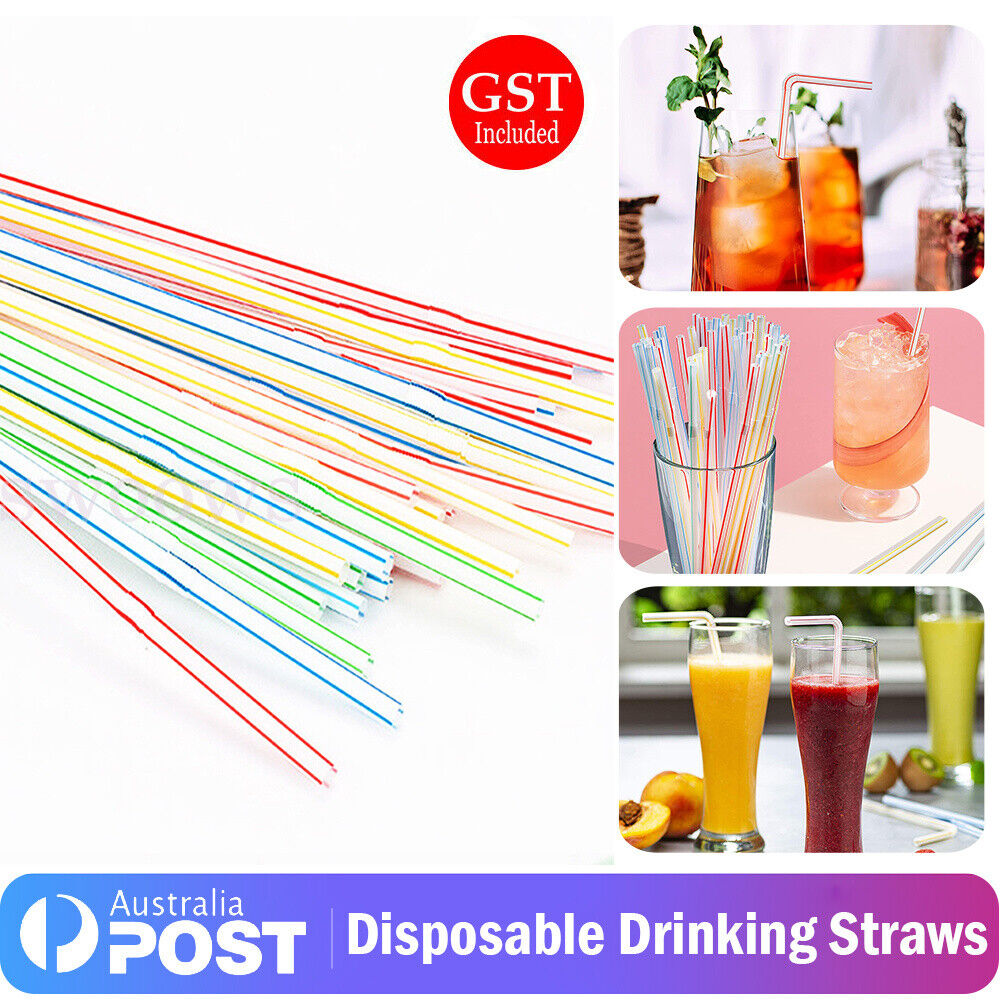 100pcs Colorful Bendable Drinking Straws Disposable Plastic Party Straws