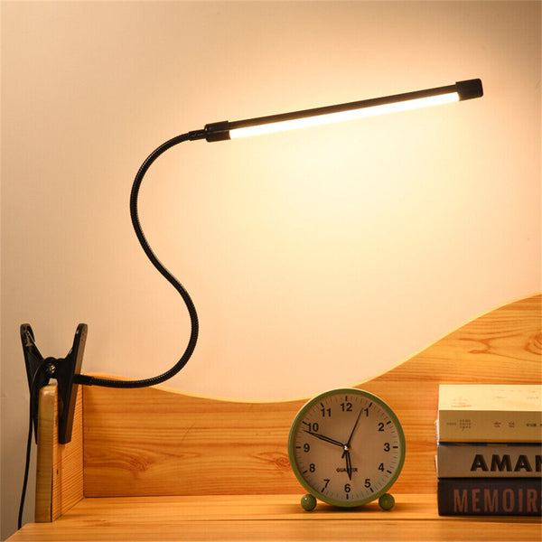 Clip On Desk Lamp Table Light Bedside Night Reading Led Eye Care USB Dimmable AU