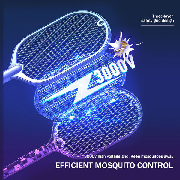 1/2Mosquito Insect Killer Bug Zapper Electric USB Rechargeable Racket FlySwatter