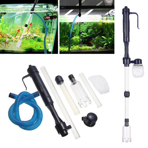 Fish Tank Cleaner Battery Syphon Change Pump Water Filter Aquarium Vacuum Gravel