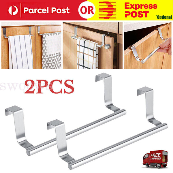 2PCS Over Door Towel Rack Holder Cupboard Hanger Kitchen Cabinet Bar Hook 23/36c