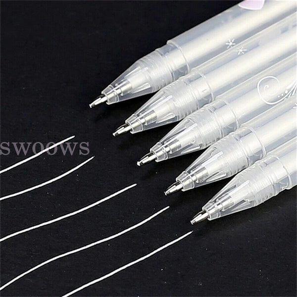 3Pcs White Gel Ink Marker Pen Drawing Art Fine Tip Sketching Painting Tool 0.8mm