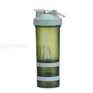 Powder Milkshake Drink Cup Sport Water bottle 500ml 3 tier Protein Shaker Pill