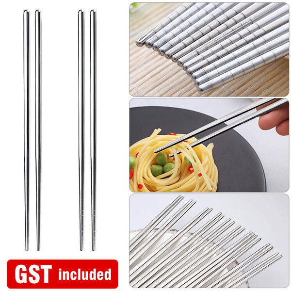 Stainless Steel Chopsticks Asian Japanese Chinese Dinner Metal Reusable Cutlery