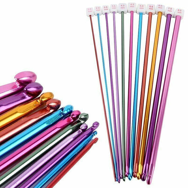 11Pcs Long Tunisian Afghan Crochet Hook Aluminum Knitting Needles Tool 2mm-8mm