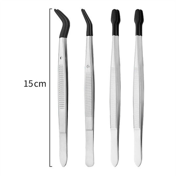 4pcs Portable Rubber Tip Tweezers for Craft Laboratory Industrial Hobby Tweezer