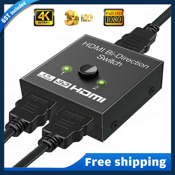 2 in 1 In Out UHD 4K Bi Direction HDMI 2.0 Switch Switcher Splitter Hub HDCP 3D