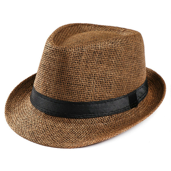 Unisex Men Women FOR Fedora Trilby Wide Brim Straw Cap Beach Sun Gentleman Hat