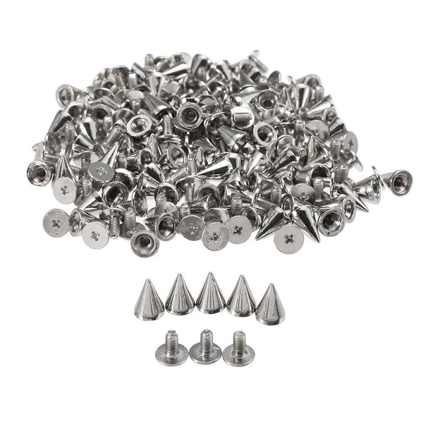 100/200/500x Silver Cone Spikes Screwback Studs DIY Craft Cool Rivets Punk 10mm