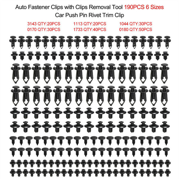 190x Car Trim Body Clips Kit Rivets Retainer Auto Panel Bumper Plastic Fastener