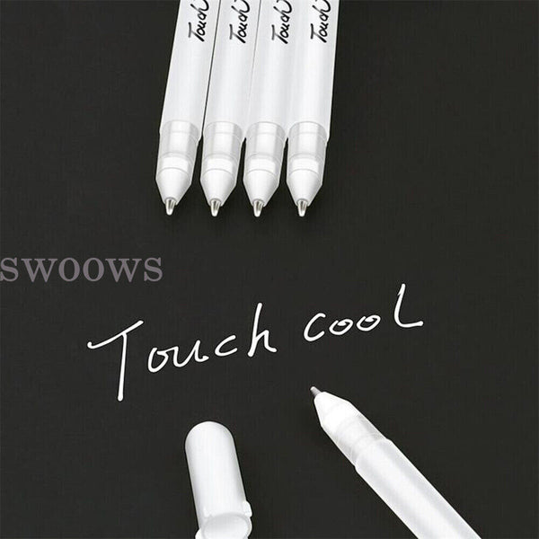 3Pcs White Gel Ink Marker Pen Drawing Art Fine Tip Sketching Painting Tool 0.8mm