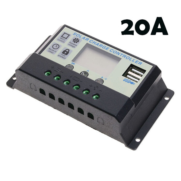 20A Solar Charger Controller 12V 24V Battery Panel Regulator USB Output