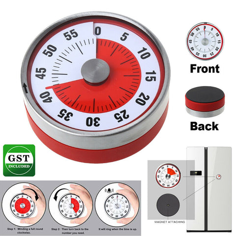 60 Minutes Visual Counter Mechanical Kitchen Timer Magnetic Timers 8CM Oven Time