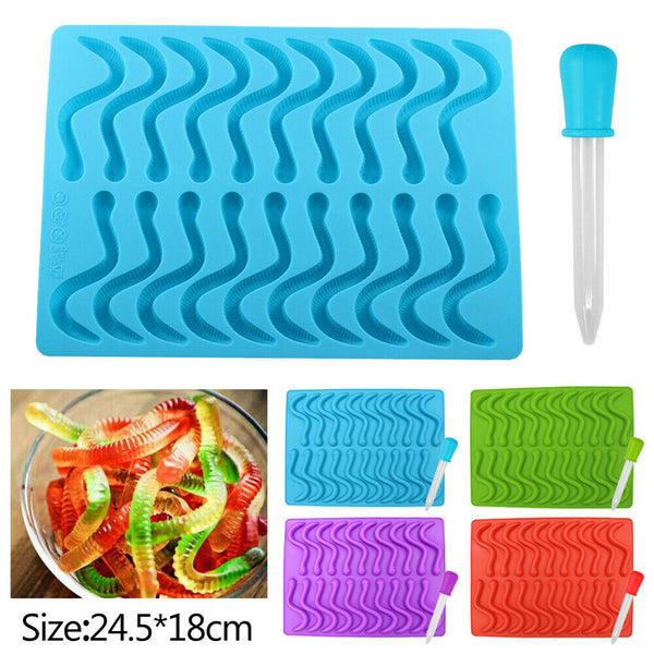 Gummie Snake Mold DIY Edible Gummy Snakes Lollies Candy Lolly Silicone Mould