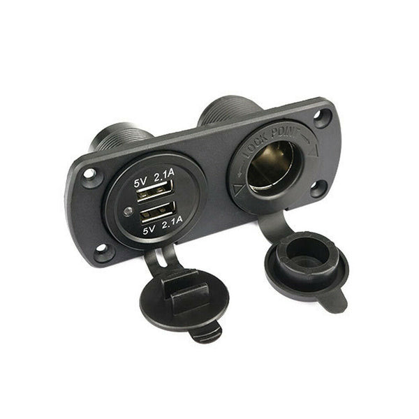 12V, DUAL USB 4.2A CHARGER POWER SOCKET OUTLET FLUSH MOUNT 4X4 CARAVAN 4WD AU