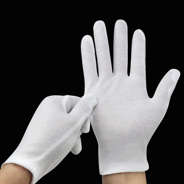 6 Pairs Hands Soft Cotton Costume Jewellery White Gloves Work Protector Handling