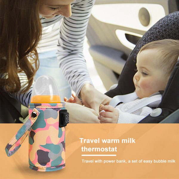 Baby Bottle Milk Warmer Thermostat Travel Heater Bag Pouch Portable Feeding USB