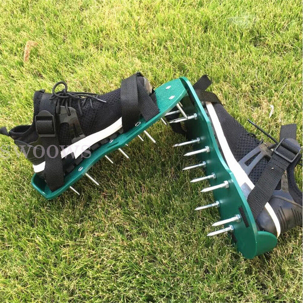 1 Pair Garden Lawn Aerator Spike Spiked Shoes Triple Bulk Stramps Seeding Farm