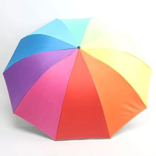 Unisex Rainbow Compact Rainproof Three-folding Classic Umbrella Manual Fashion