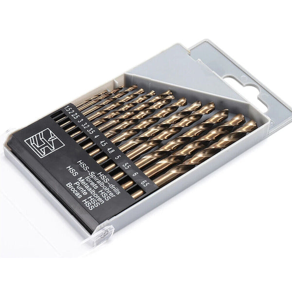 13pcs Drill Bits Set for Stainless Steel Metal HSS-Co Cobalt Bit Titanium+CASE·