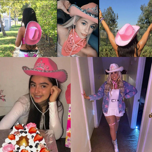 Pink Cowgirl Hat Cowboy Hat Felt Cowboy Costume Access Hat Play Dress Up Party