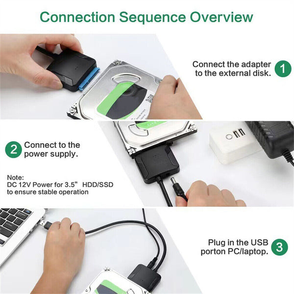 USB 3.0 to 2.5"/3.5" SATA Hard Drive Adapter Cable/UASP to USB3.0 Converter AU