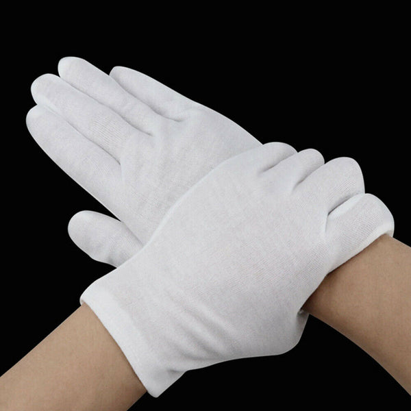 6 Pairs Hands Soft Cotton Costume Jewellery White Gloves Work Protector Handling