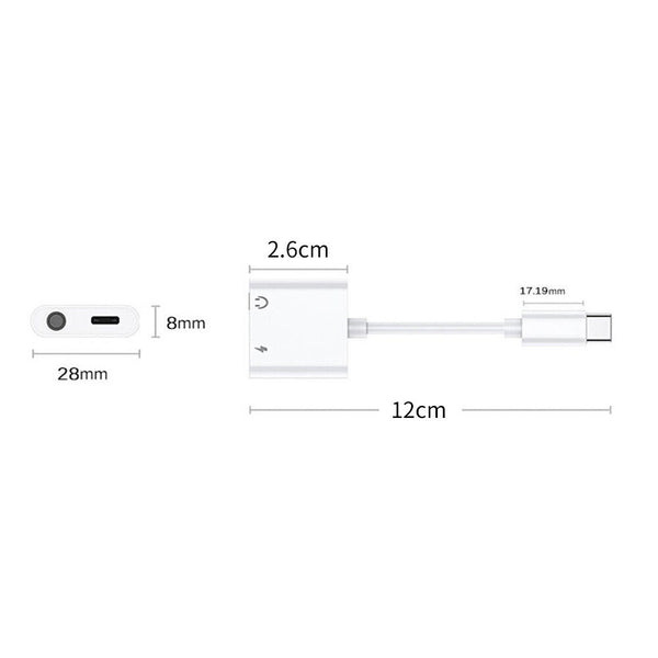 1/2X USB Type C to 3.5mm Headphone Jack Charger AUX Audio Adapter for Samsung