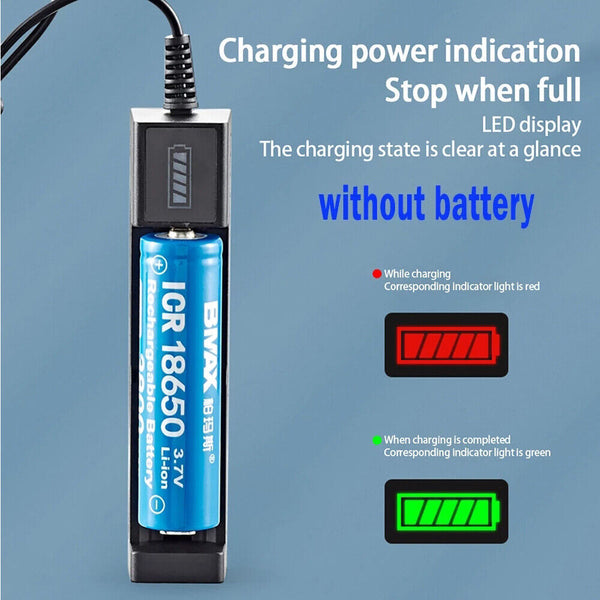 5/10x 1 slot Battery USB Charger for Rechargeable Batteries Li-ion 18650 26650