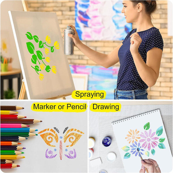 60Pcs Painting Stencils on Wood Canvas Reusable Stencil Art Template Decorative