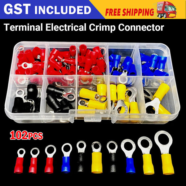 102Pcs Terminal Electrical Crimp Connector Kit Insulated Wire Terminals Lug
