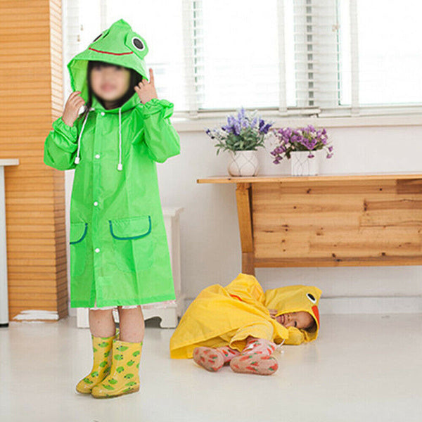 Toddler Girls Boys Baby Cartoon Raincoat Rain Hooded Poncho Coat Kids Outwear AU