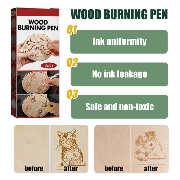 3-30 DIY Project Easy Use Chemical Wood Burning Pen Scorch Marker Wood Painting