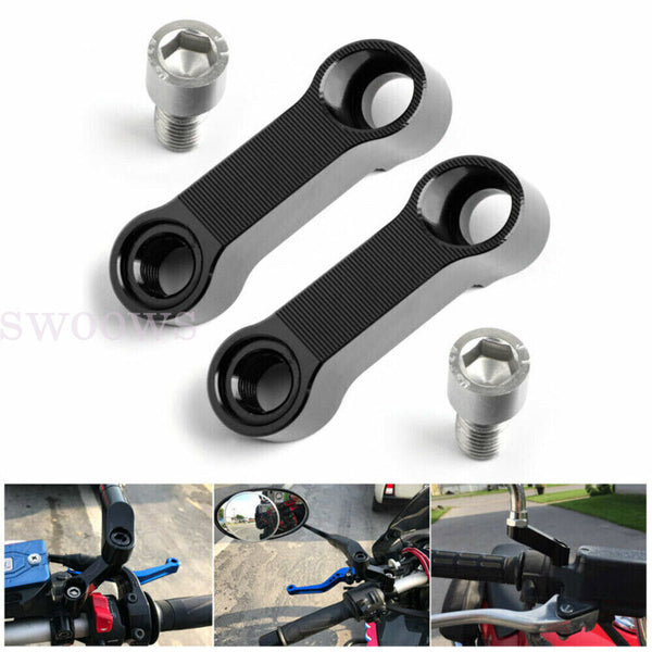 2PCS Motorcycle Mirror Extenders 8mm-10mm Riser Adaptor Bracket Holder Universal