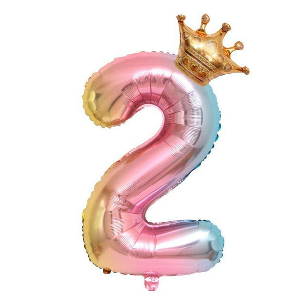 Crown Number Foil Balloons Number Ballon Happy Birthday Party Decoration 32 Inch