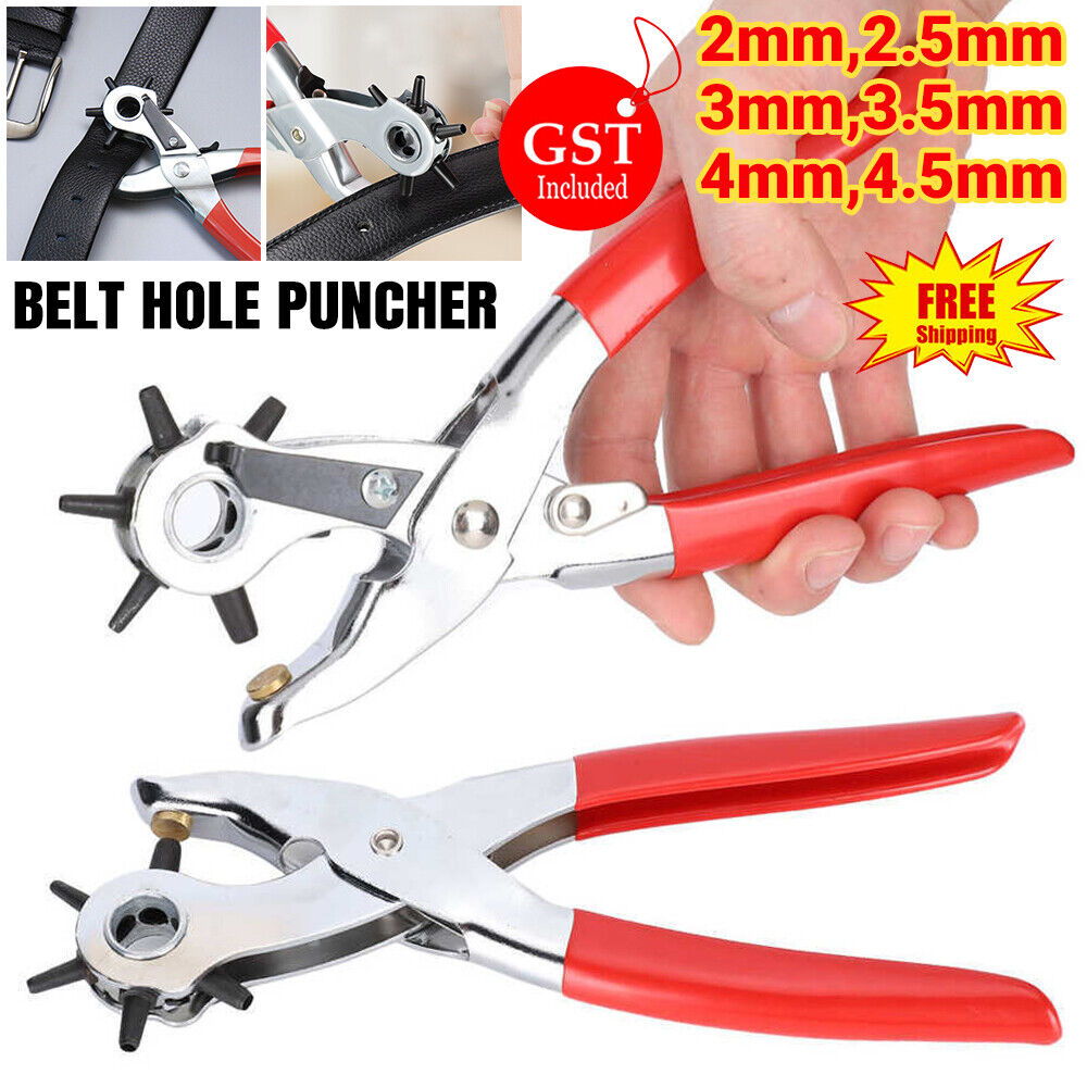 Leather Belt Eyelet Hole Punch Plier Puncher Craft Hand Tool 2mm-4.5mm Revolving