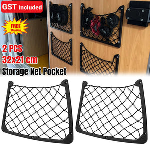 2Pack Large Storage Net Pocket For Camper Van Caravan Organiser Holder Black AU