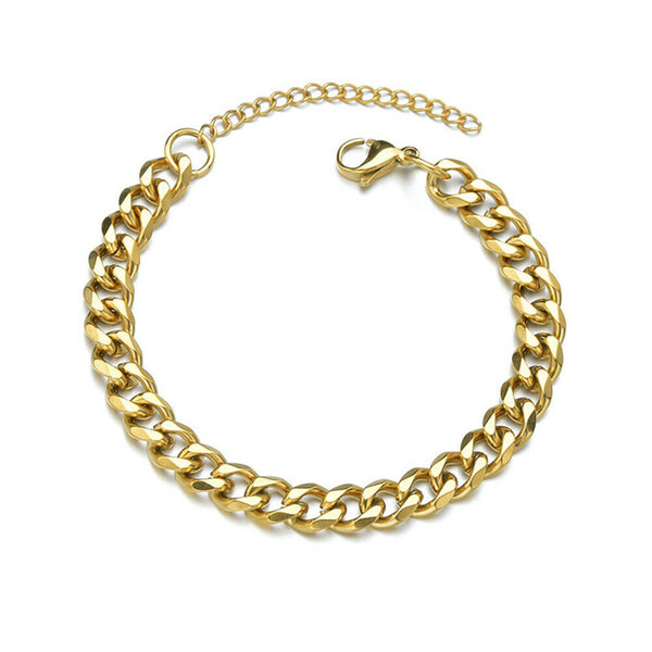 Men's Chain Bracelet Stainless Steel Curb Cuban Link Chain Bangle 7mm 11mm