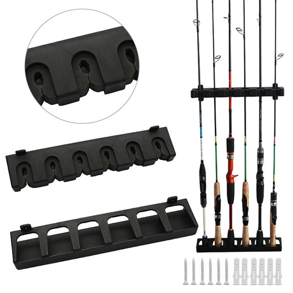 6-Rod Rack Fishing Pole Holder Tackle Wall Fishing Rod Storage Fixed Stand AU