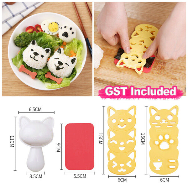 4PCS Cartoon Cat Rice Ball Mold Bento Press Maker DIY Sushi Egg Chocolate Mould